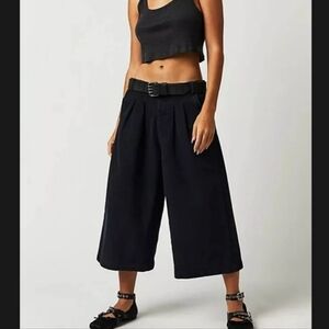 Free People Hard Rain Gaucho Pants High Waisted Wide-Leg